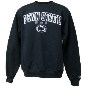 navy crew neck sweatshirt with Penn State Dad and Athletic Logo